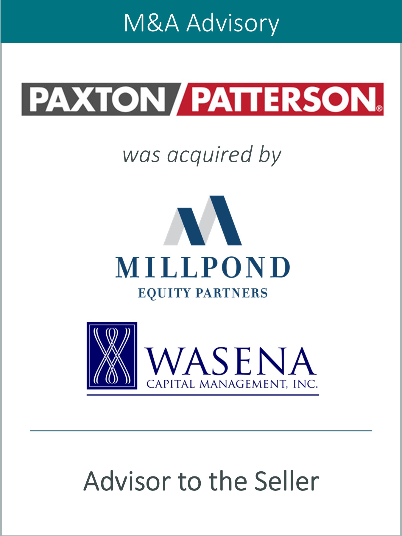 Prairie Represents Paxton/Patterson LLC in its Sale to Millpond Equity